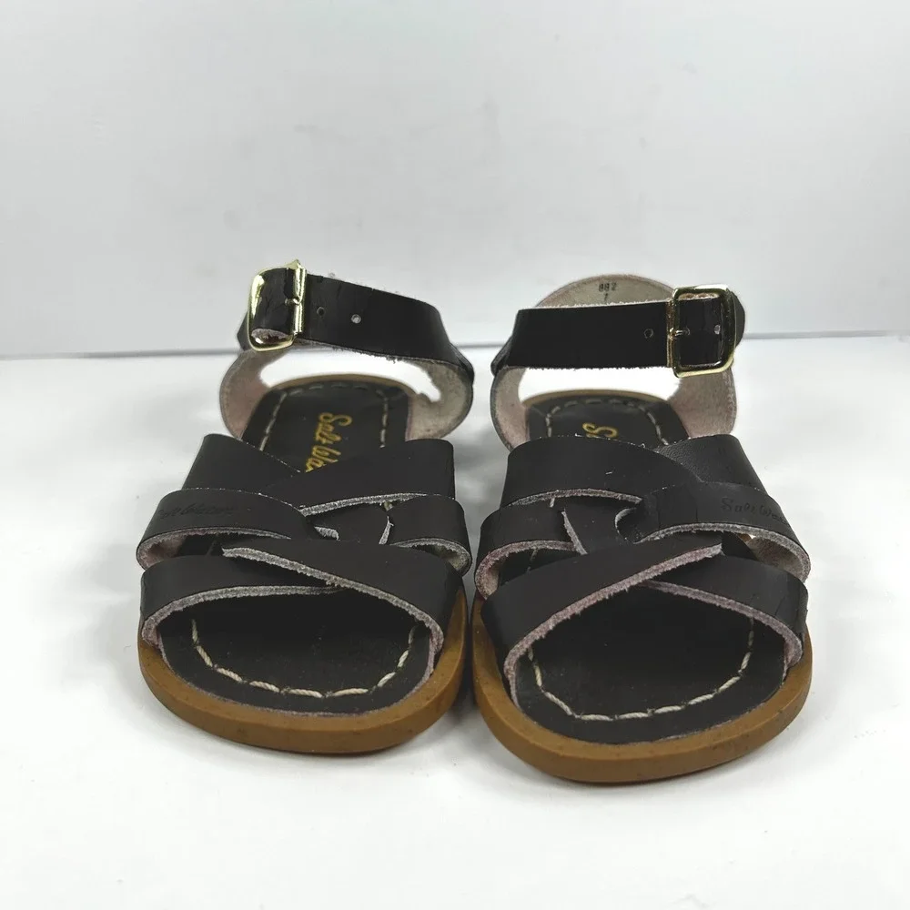 Salt Water Sandals by Hoy Original Black Leather Kids Sandals Size 7 882